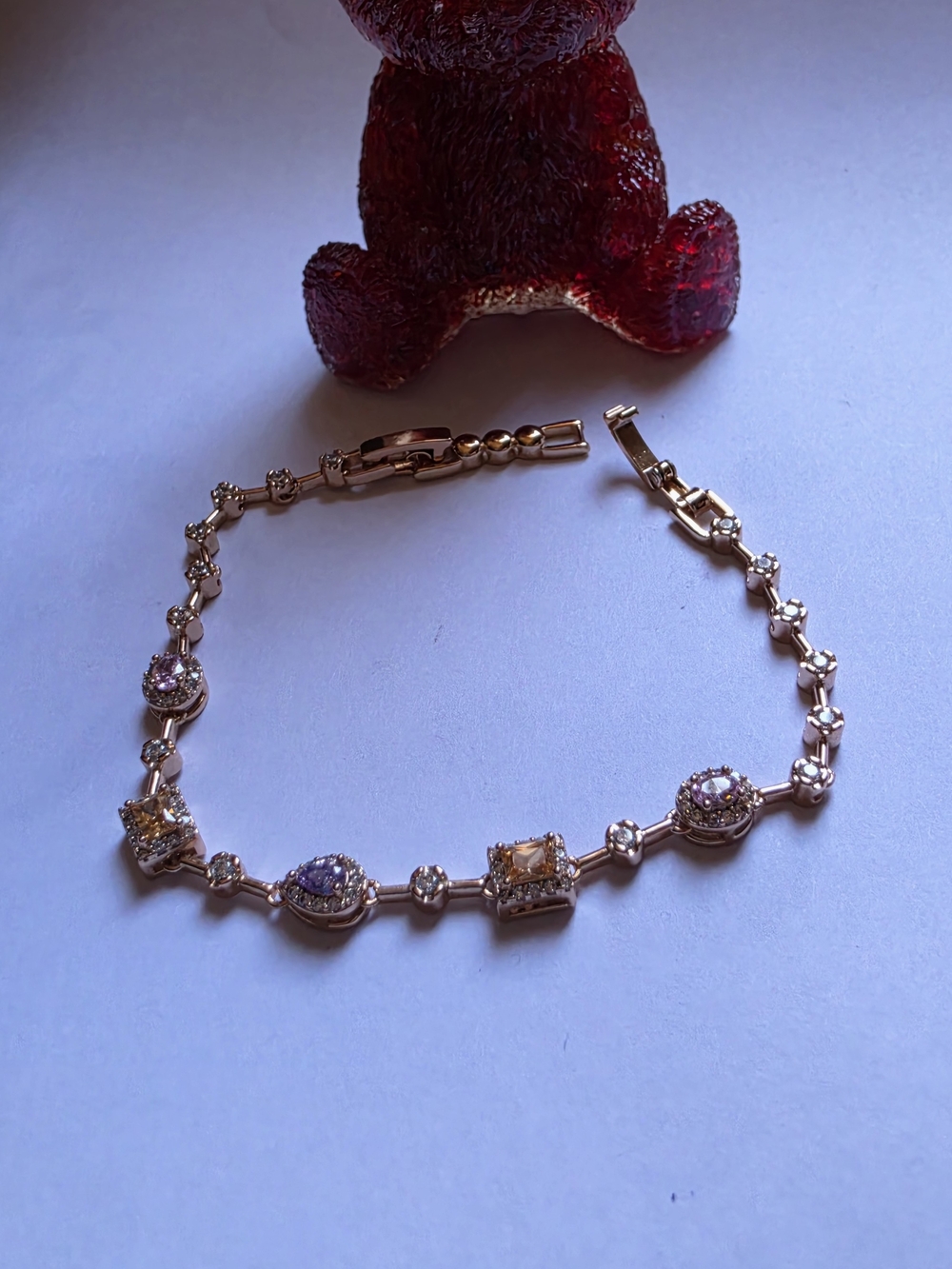 Gold-Tone Multi-Stone Tennis Bracelet - Elegant Womens Jewelry